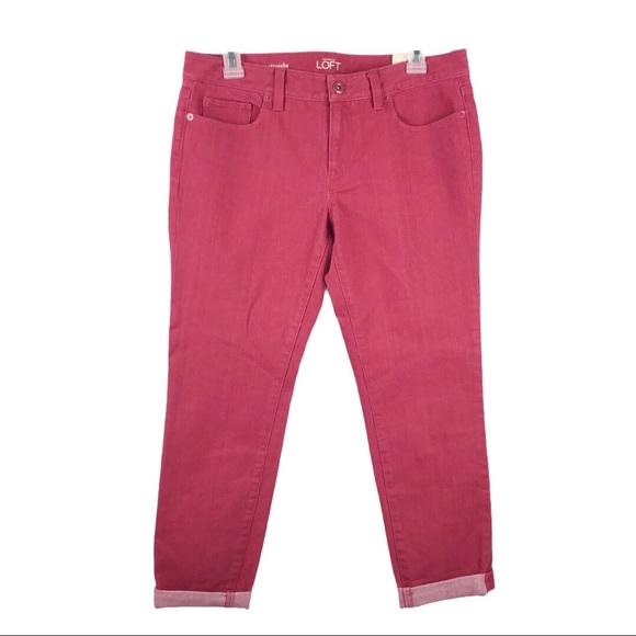 LOFT Denim - Ann Taylor LOFT Red Modern Straight Jeans